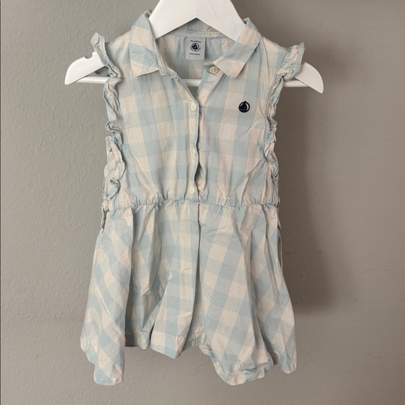 Petit Bateau Blue and White Checkered Dress Size 3 - Picture 1 of 3
